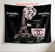 Chanel Black Pink Paris Logo Flannel Throw Blanket IMG_7307